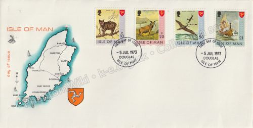 Pictorial definitives — 10p, 20p, 50p and £1 — Mercury cover