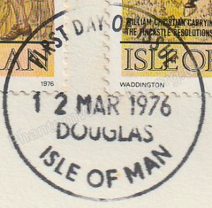 Main postmark for Bicentenary of American Revolution and Colonel William Christian Commemoration – Official miniature sheet cover